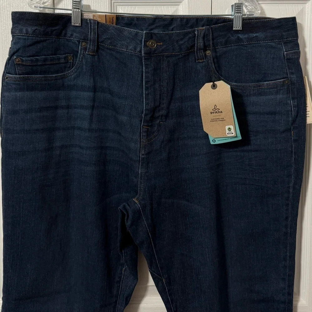 Prana Men's NWT Dark Wash Tapered Leg Hillgard Slim Jean size 40 x 30